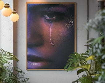 Euphoria TV Show Framed Poster | Zendaya Rue Bennett Wall Decor | Retro Neon Glitter Art Print | Moody Purple Aesthetic
