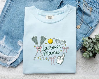 Lacrosse Poles Shirt Moms Athletics Gift Women Sketch Tee Lacrosse Sticks T-Shirt Mom Fan Lacrosse Drawing Sports Graphic Vintage Ribbons
