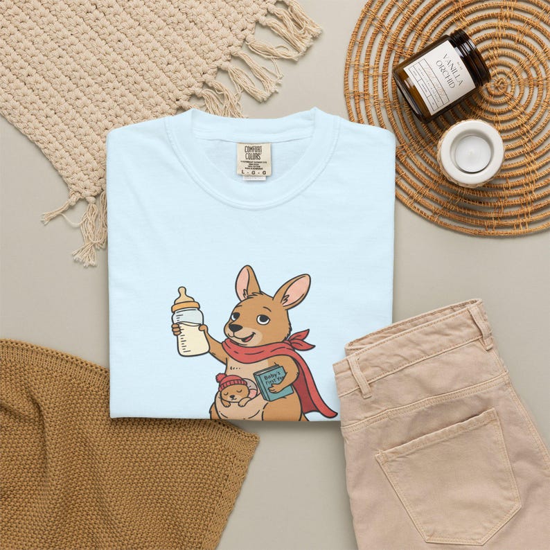 We Feed At Dawn Shirt, Funny New Mom Comfort Colors® Shirt, New Baby Shirt, Mom Humor Shirt, Kangaroo Graphic Tee, Baby Bottle Shirt immagine 14