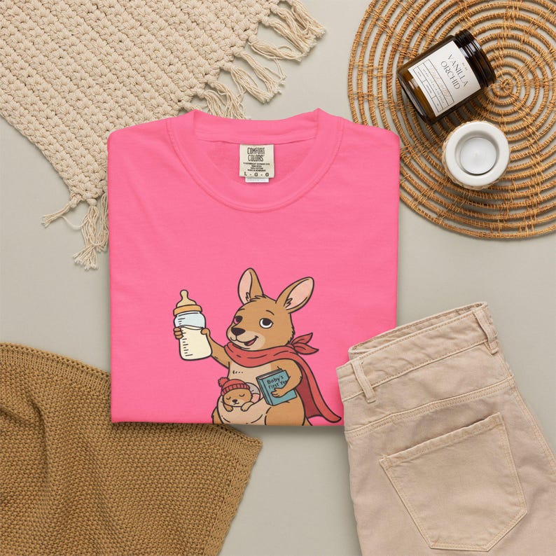 We Feed At Dawn Shirt, Funny New Mom Comfort Colors® Shirt, New Baby Shirt, Mom Humor Shirt, Kangaroo Graphic Tee, Baby Bottle Shirt immagine 12