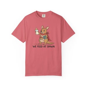 We Feed At Dawn Shirt, Funny New Mom Comfort Colors® Shirt, New Baby Shirt, Mom Humor Shirt, Kangaroo Graphic Tee, Baby Bottle Shirt immagine 8