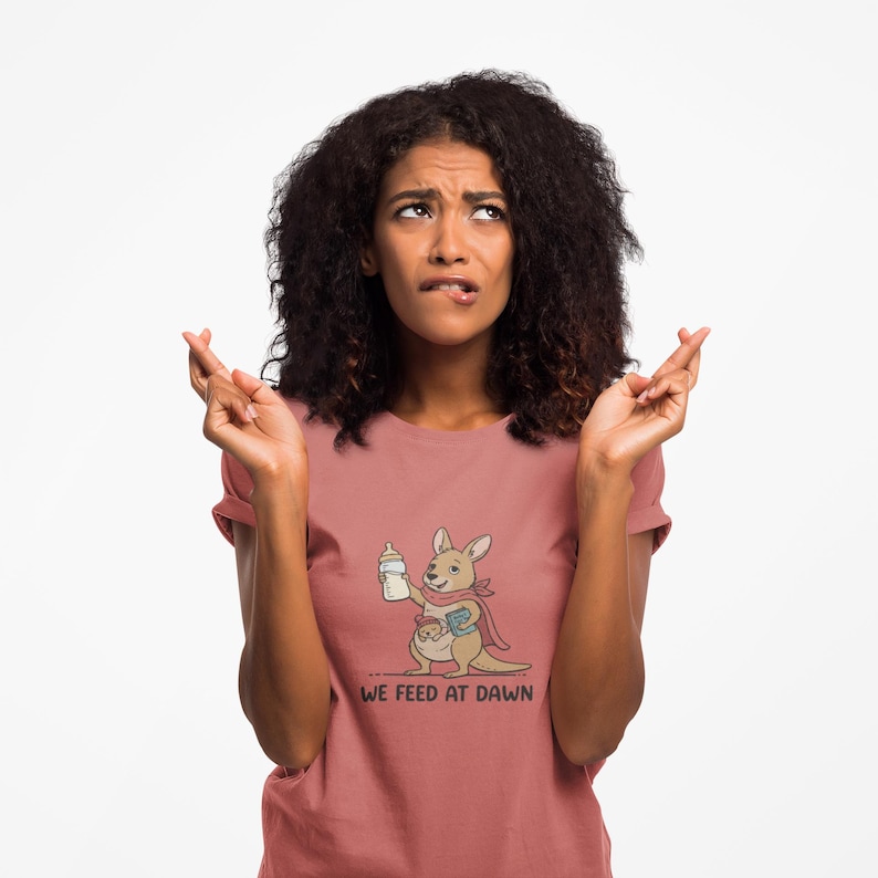 We Feed At Dawn Shirt, Funny New Mom Comfort Colors® Shirt, New Baby Shirt, Mom Humor Shirt, Kangaroo Graphic Tee, Baby Bottle Shirt immagine 5