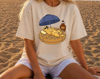 Golden Retriever Shirt,Cute Waffle Dog Tee,Minimalist Puppy Graphic T-Shirt, Cozy Dog Lover Gift,Funny Animal Shirt for Women, Pet Lover Tee