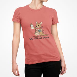 We Feed At Dawn Shirt, Funny New Mom Comfort Colors® Shirt, New Baby Shirt, Mom Humor Shirt, Kangaroo Graphic Tee, Baby Bottle Shirt immagine 19