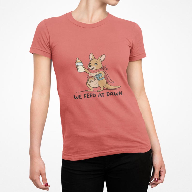 We Feed At Dawn Shirt, Funny New Mom Comfort Colors® Shirt, New Baby Shirt, Mom Humor Shirt, Kangaroo Graphic Tee, Baby Bottle Shirt immagine 19