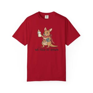 We Feed At Dawn Shirt, Funny New Mom Comfort Colors® Shirt, New Baby Shirt, Mom Humor Shirt, Kangaroo Graphic Tee, Baby Bottle Shirt immagine 10