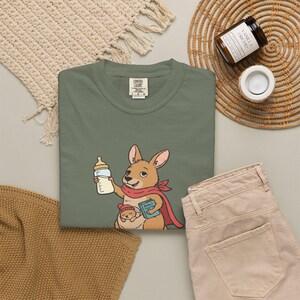 We Feed At Dawn Shirt, Funny New Mom Comfort Colors® Shirt, New Baby Shirt, Mom Humor Shirt, Kangaroo Graphic Tee, Baby Bottle Shirt immagine 16