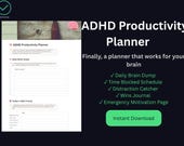 ADHD Productivity Planner · Notion Template UK · Brain Dump · Time Blocking · Distraction Tracker · Wins Journal · Instant Download