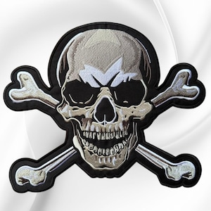 Skull Crossbones Embroidered Patch, Gothic Punk Biker Sew On Applique