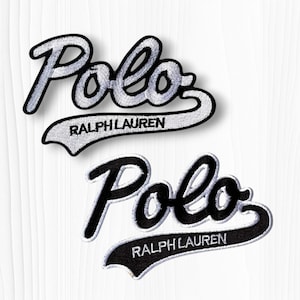 Polo Ralph Lauren Script Logo Patches, 5 Inch Embroidered Applique (Pack of 2)