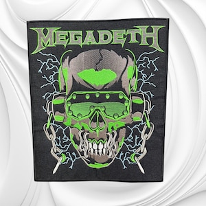 Megadeth Skull Embroidered Back Patch, Thrash Metal Band Vest Patch (10.5" x 11.75")