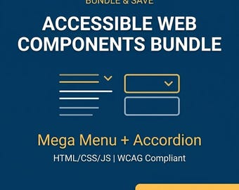 Accessible Web Components Bundle | Mega Menu + Accordion | WCAG Compliant Html Css Js