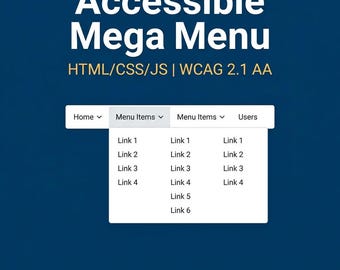 Accessible Mega Menu Html Css Js | WCAG Compliant Dropdown Navigation with Keyboard Support