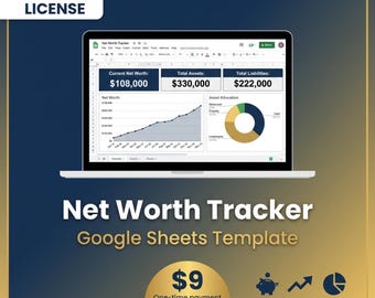 Net Worth Tracker – Google Sheets Template for Personal Wealth, Assets and Liabilities (Digital Download)