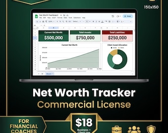 Net Worth Tracker Google Sheets Template – Commercial License for Coaches (Digital Download)