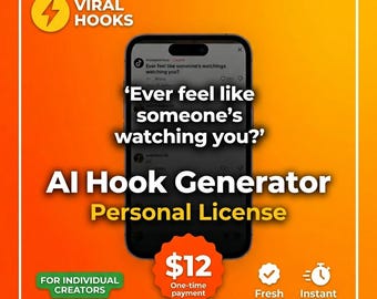 AI Hook Generator with Commercial License | TikTok Hooks - Instant Digital Download