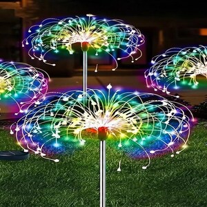 Solar Firework Lights | Outdoor Garden Decor, 8 Modes Remote Control Pathway Lighting
