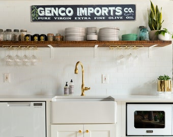 Genco Imports Olive Oil Sign Distressed Wood Sign