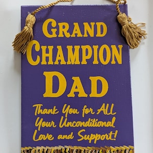 Grand Champion Livestock Show Mom or Show Dad Banner, Magnet or Button