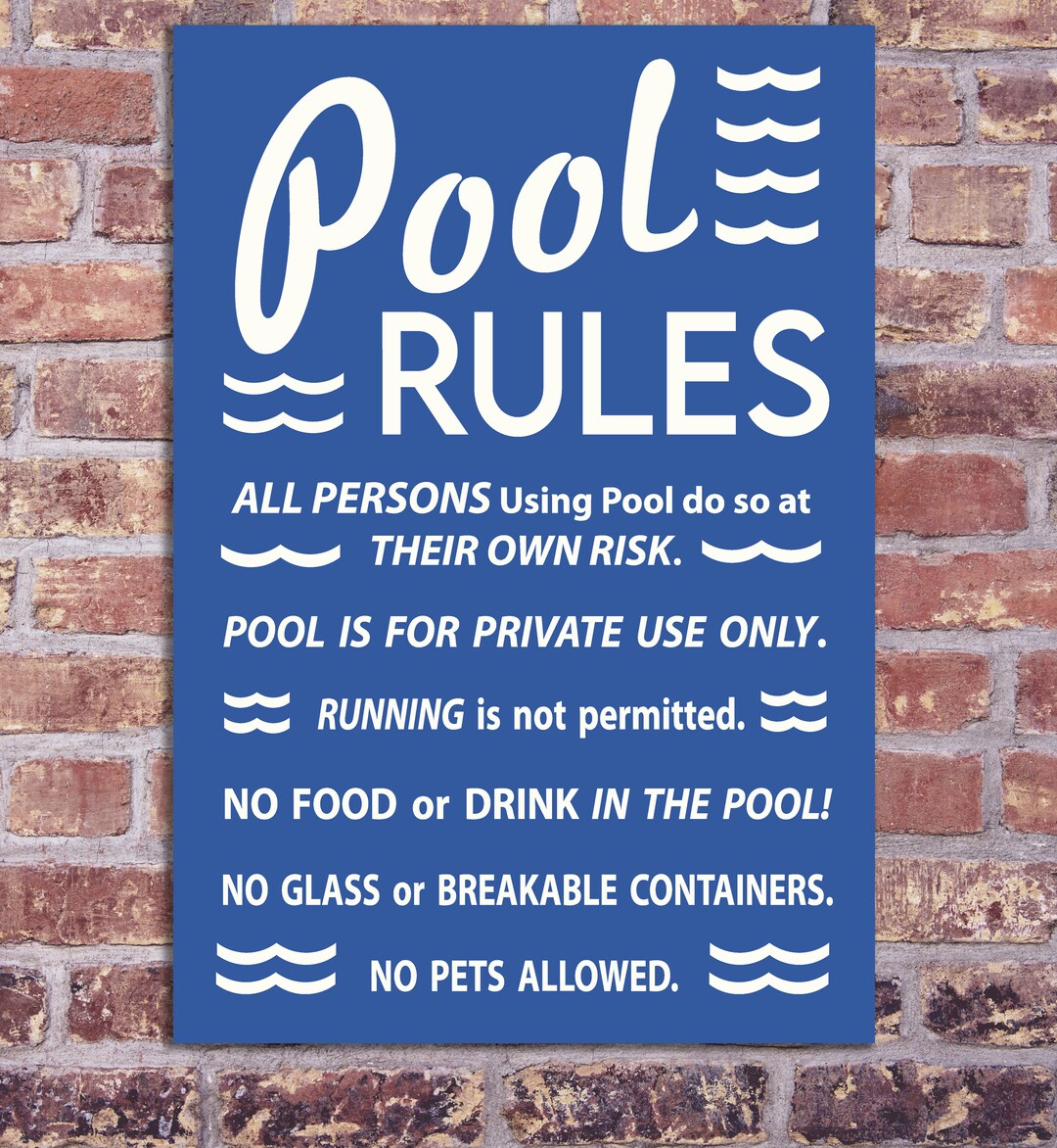 Pool Sign Pool Rules Outdoor Pool Sign Etsy
