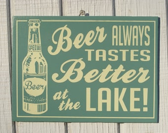 Retro Beer at the Lake Cottage Sign