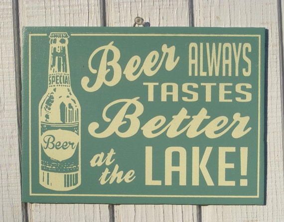 Retro Beer at the Lake Cottage Sign