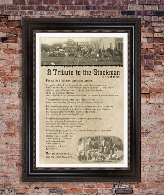 A Tribute to the Stockman Poem 12 x 18 poster print