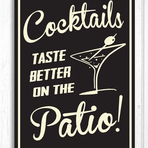 Patio Sign Retro Cocktails on the Patio Cottage Cabin Home Sign image 2