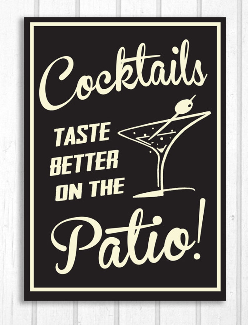 Patio Sign Retro Cocktails on the Patio Cottage Cabin Home Sign image 2