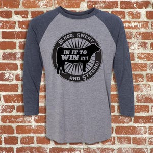 Show Cattle Shirt Blood Sweat and Steers In It To Win It Unisex Baseball Style shirt