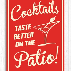 Patio Sign Retro Cocktails on the Patio Cottage Cabin Home Sign image 3