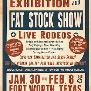 Fort Worth Southwestern Exposition and Fat Stock Show Vintage Poster Digital Print
