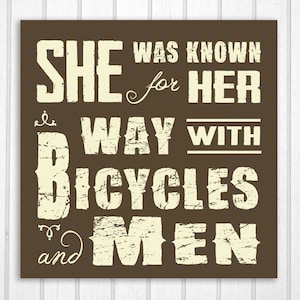 Womens Vintage Style Humorous Wood Bicycle Sign
