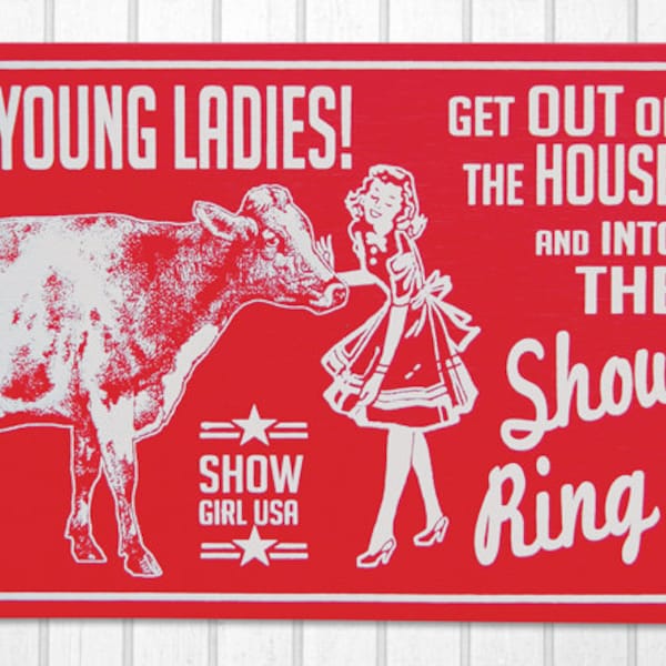 Show Cattle Dairy Cow Retro Hand Screened Wood Sign