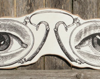 Antique Eyeglasses Optometrist Glasses Wood Sign