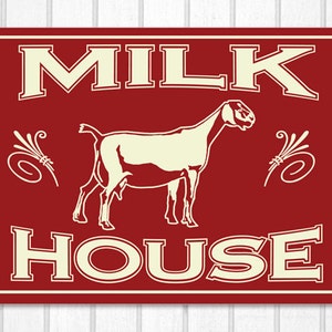 Milk House Dairy Goat Dairy Cow Wood Screened Sign