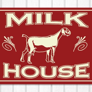 Milk House Dairy Goat Dairy Cow Wood Screened Sign