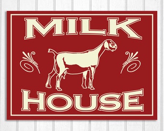 Milk House Dairy Goat Dairy Cow Wood Screened Sign