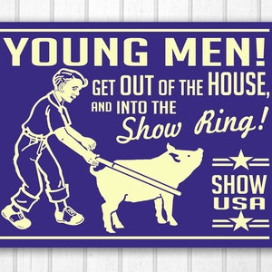 Boys Show Pig Retro Hand Screened Wood Sign image 2