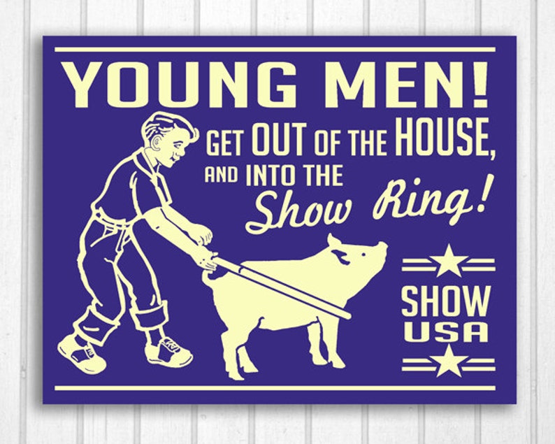 Boys Show Pig Retro Hand Screened Wood Sign image 2