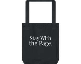 Bolso Stay With The Page / Bolso minimalista para amantes de los libros / Bolso de lona literario / Bolso de lectura