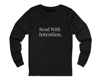 Camiseta de manga larga «Lee con intención» / Camiseta minimalista para amantes de los libros / Ropa literaria / Camiseta de lectura