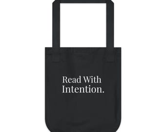 Bolso de tela "Lee con intención" / Bolso minimalista para amantes de los libros / Bolso de lona literario / Bolso de lectura