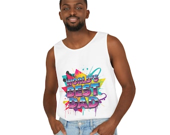 World's Best Dad retro graffiti tank top | colorful 80s style dad shirt