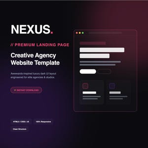 クリエイティブエージェンシー向けウェブサイトテンプレート、ダークモード対応HTML/CSSランディングページ（デジタルダウンロード）