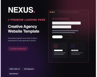 Plantilla web para agencia creativa, página de destino HTML CSS en modo oscuro (descarga digital)