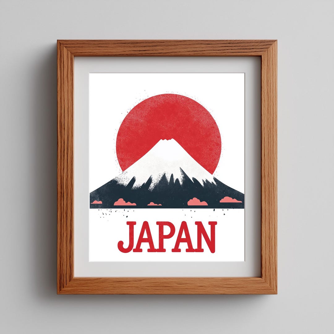 Mount Fuji Japan Travel Poster – Minimalist Retro Graphic Art Print ...