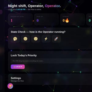 Nexus Hive OS / Centro di comando per la vita gamificata / Dashboard di produttività per ADHD con timer per la concentrazione, tracker delle abitudini e suoni per il sonno / Download digitale