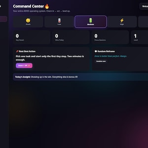 SynapseForge OS ADHD Command Center-app | 24-i-1-planerare med fokustimer, vanor, arkadspel, krisverktyg | Offline