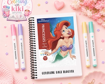 PRINCESSES Coloring Page Tracker Book **(US VERSION)**